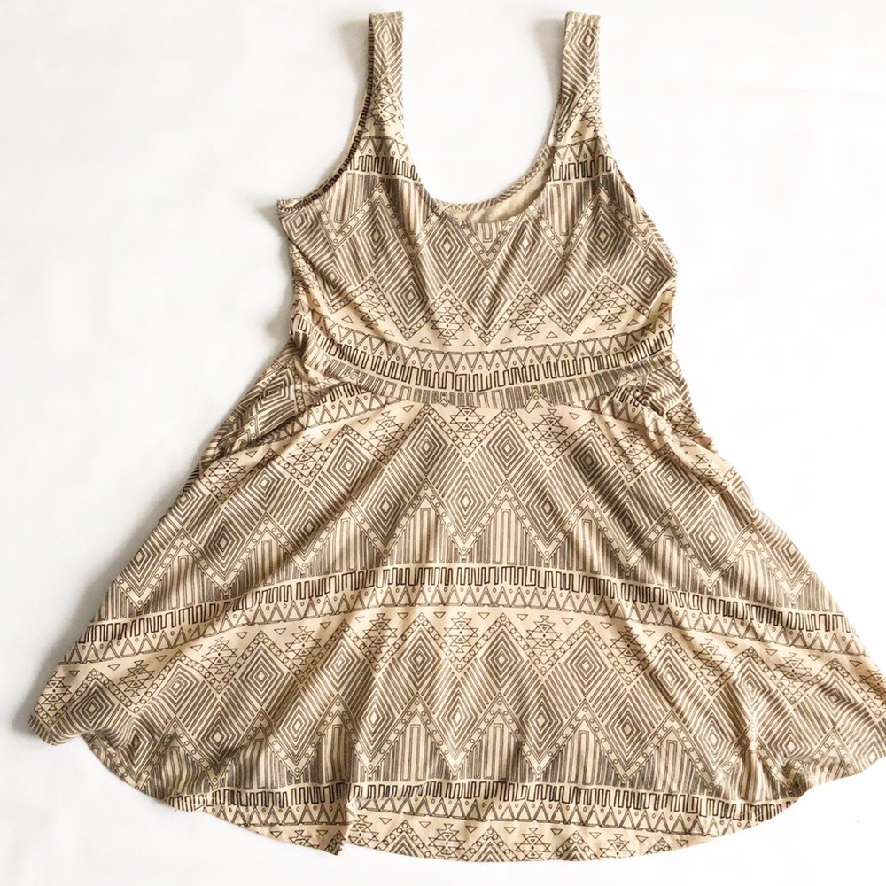 Love Riche tan and black tribal skater dress